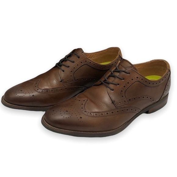 Florsheim Upgrade Wingtip Oxford Leather Dress Shoes 11.5 D Cognac Men’s - Picture 1 of 6